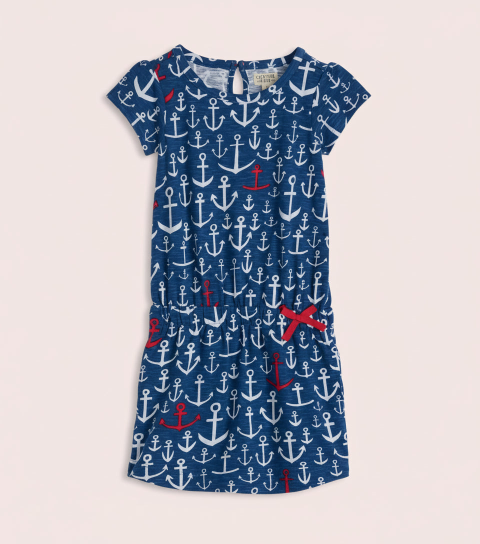 Kids Tee Dress - Stacked Anchors