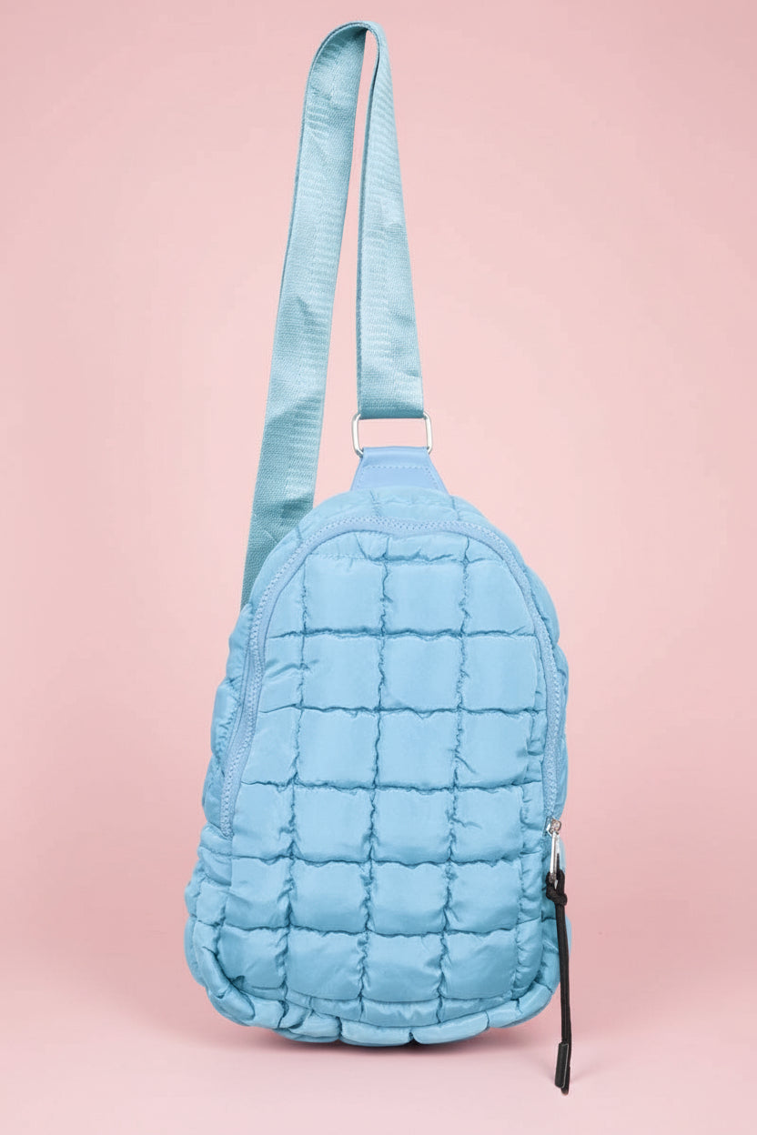 Light Blue Quilted Sling Bag Crossbody