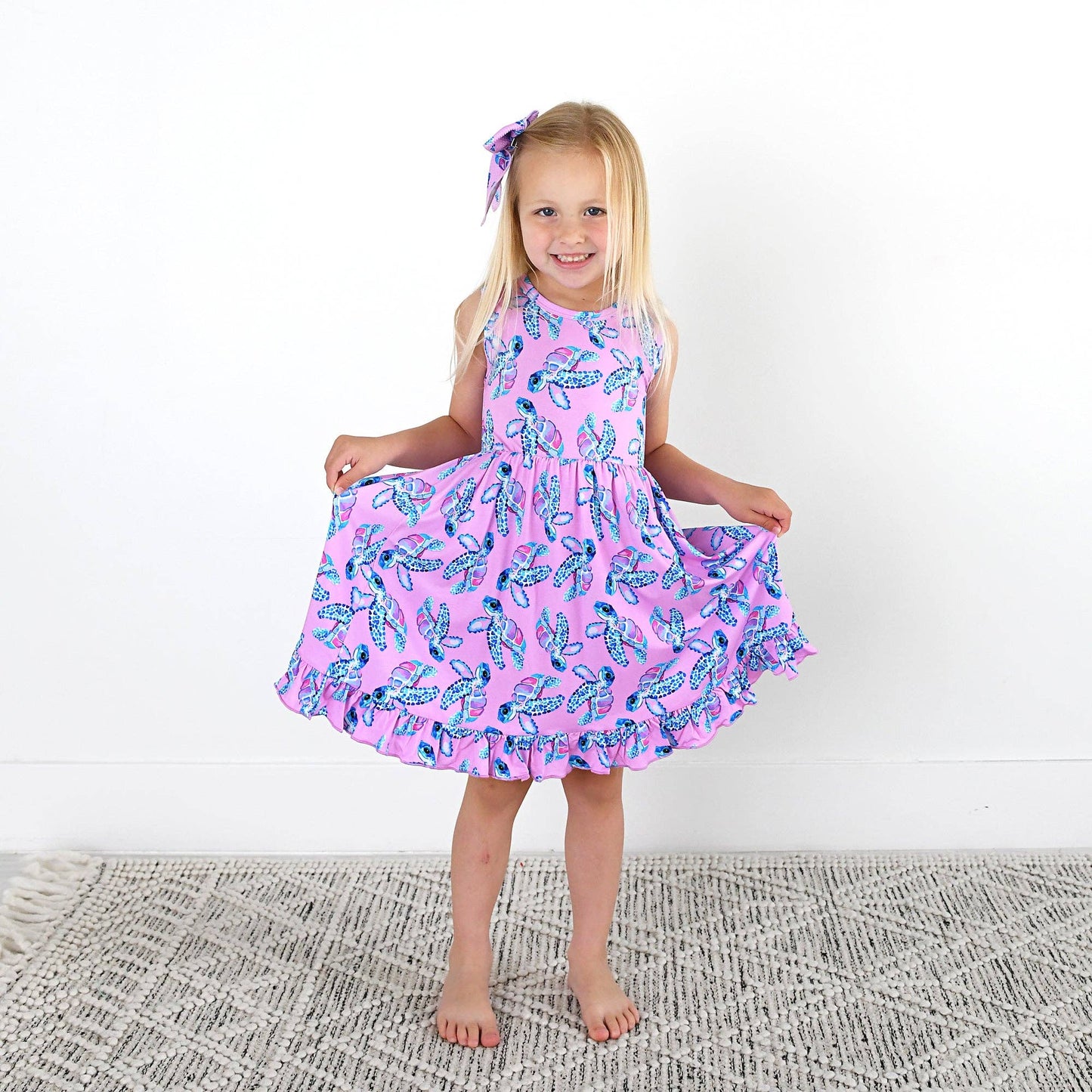 Waverly Sea Turtles Tank Twirl Dress Bamboo Girls Outfit