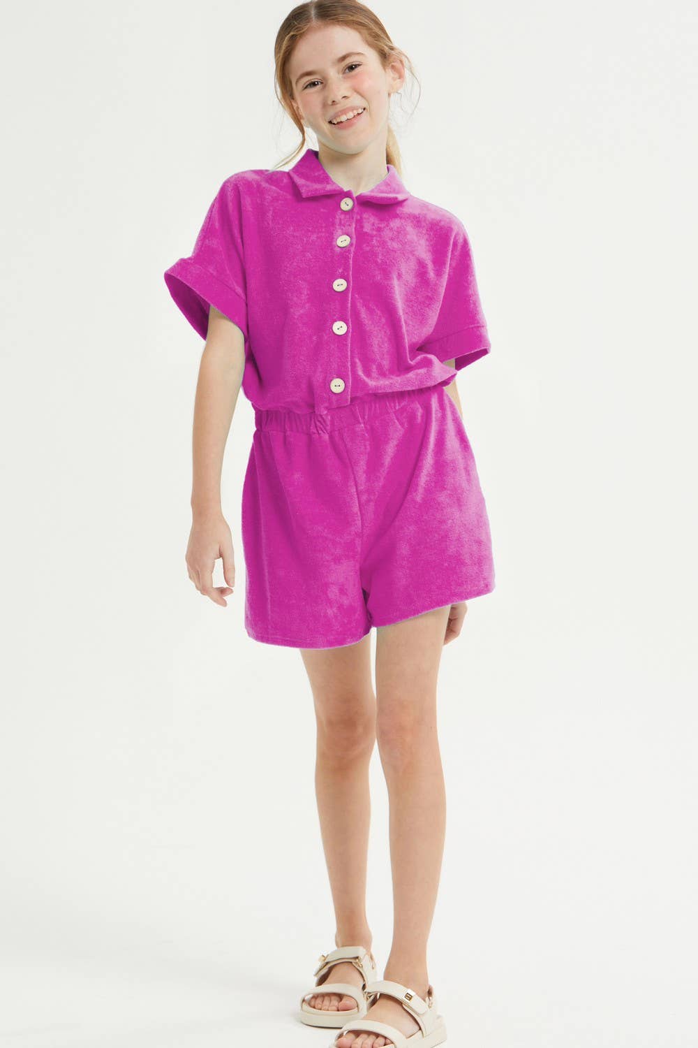 Loop Terry Collared Button Up Romper