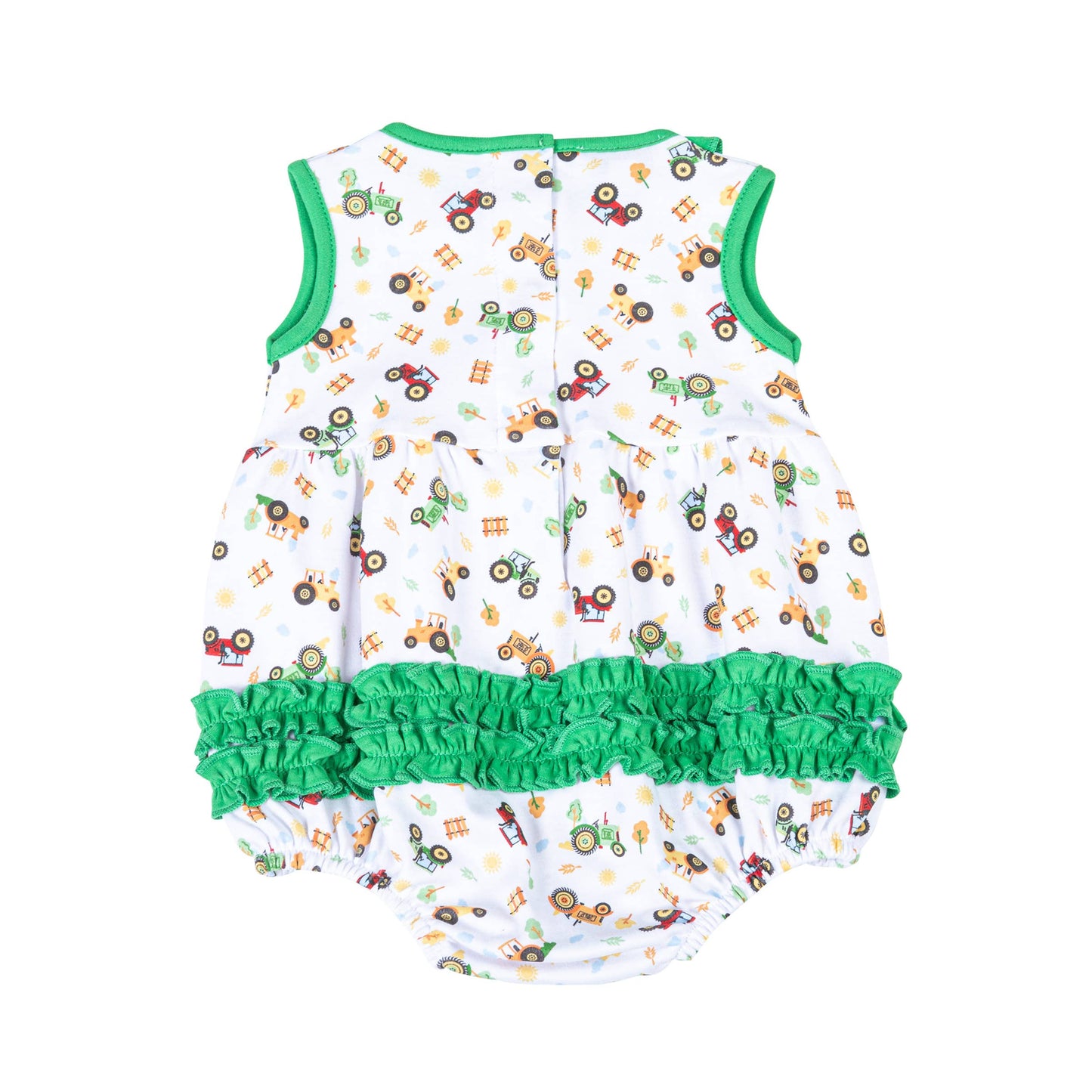 Tractor Time Printed Ruffle Sleeveless Bubble