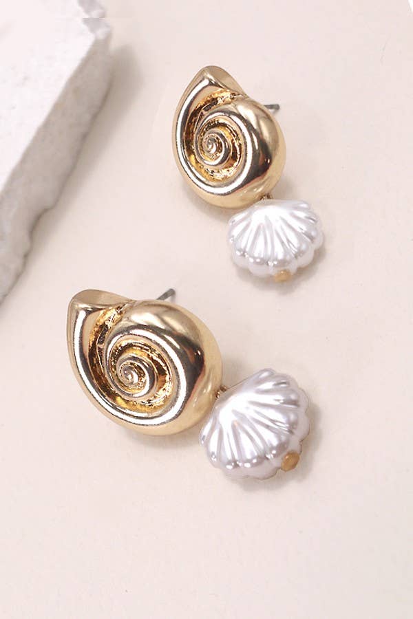 Conch Seashell Drop Earrings