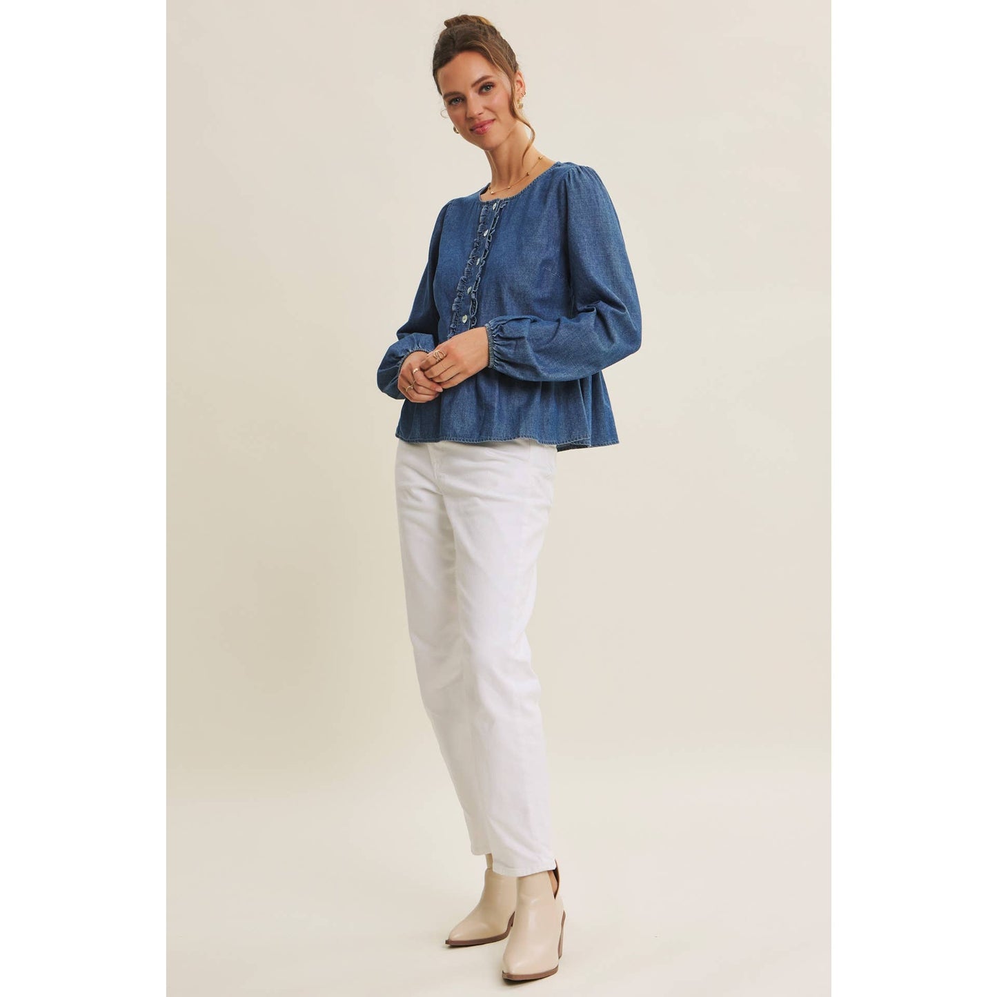 Blue Jean Babydoll Top
