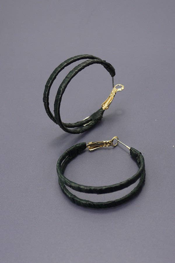 Boho Raffia Wrapped Double Hoop Earrings