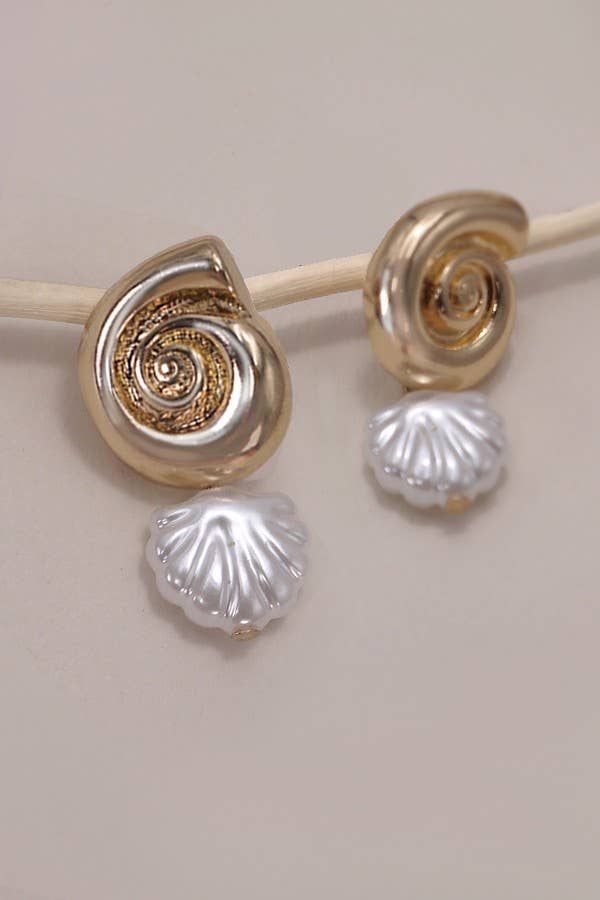 Conch Seashell Drop Earrings
