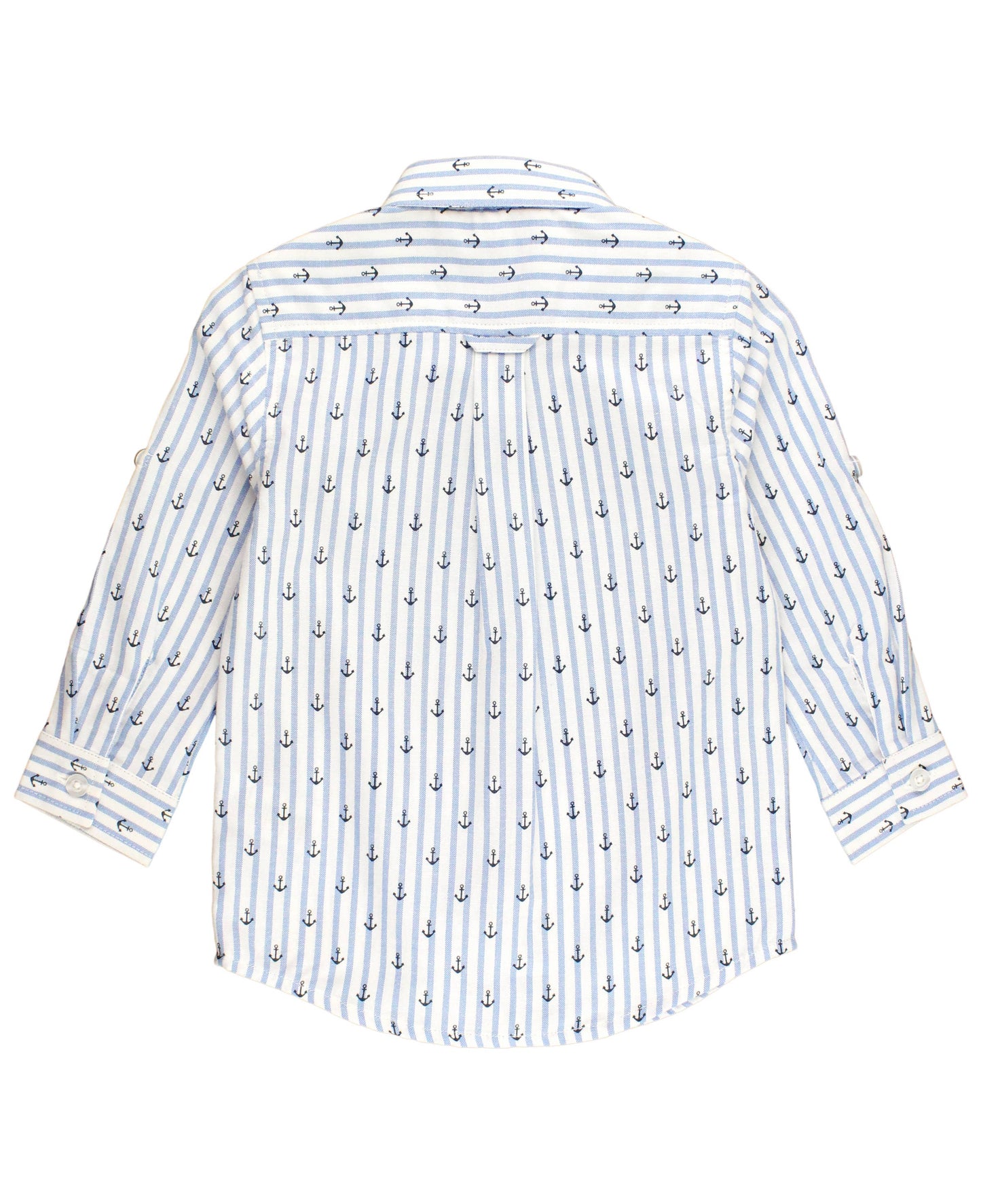 Boys Anchors Ahoy Stripe Long Sleeve Button Down Shirt