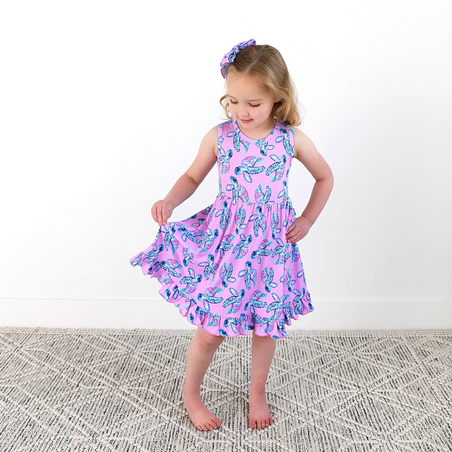 Waverly Sea Turtles Tank Twirl Dress Bamboo Girls Outfit