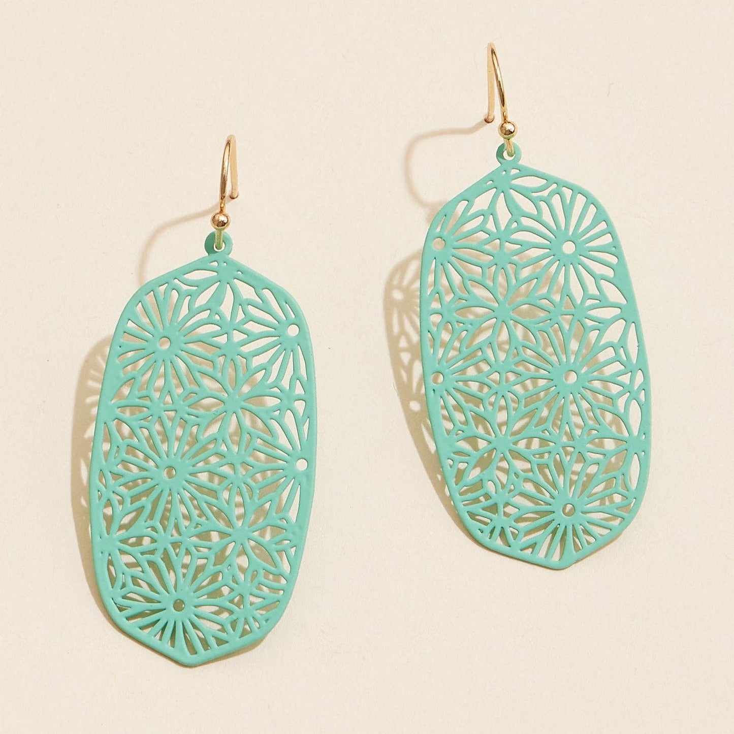 Geometric Floral Pattern Filigree Earrings in Vibrant Colors