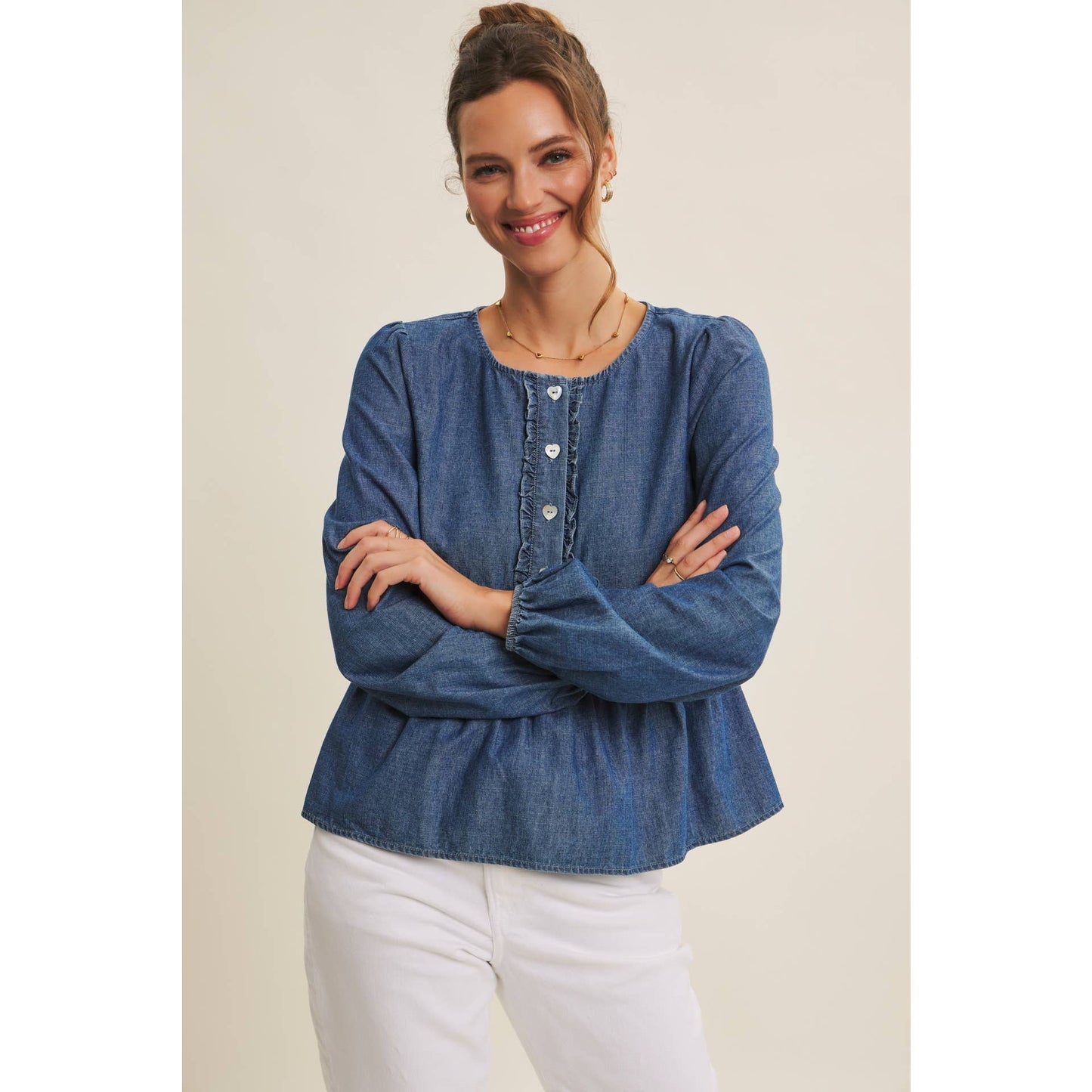 Blue Jean Babydoll Top