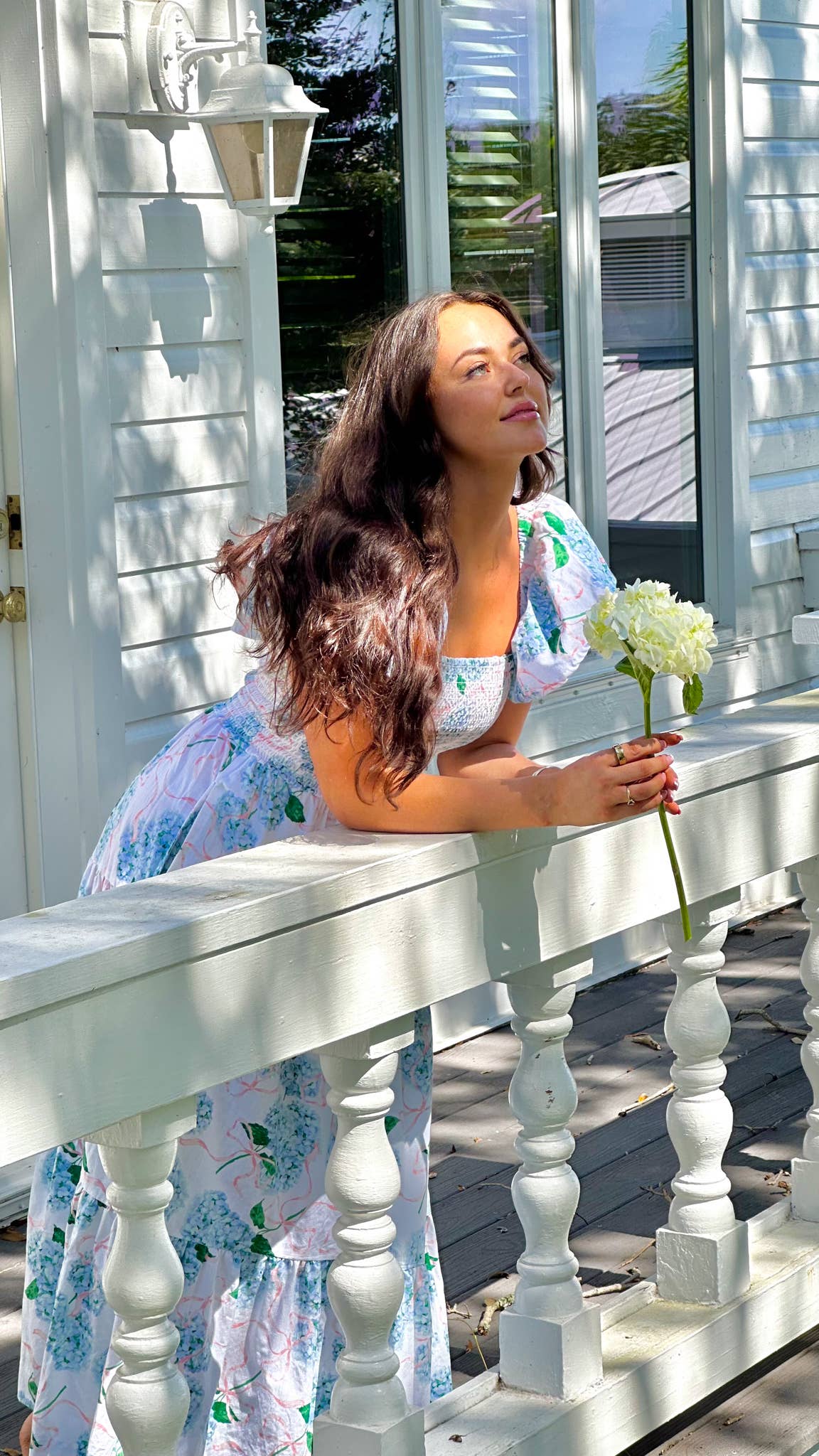 Hydrangea Ribbons Smocked Flutter Sleeve Dress