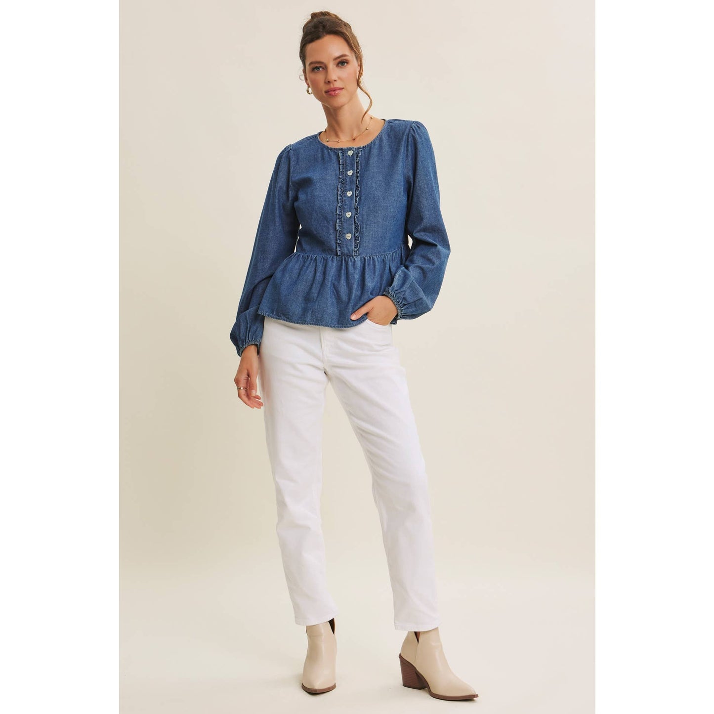 Blue Jean Babydoll Top