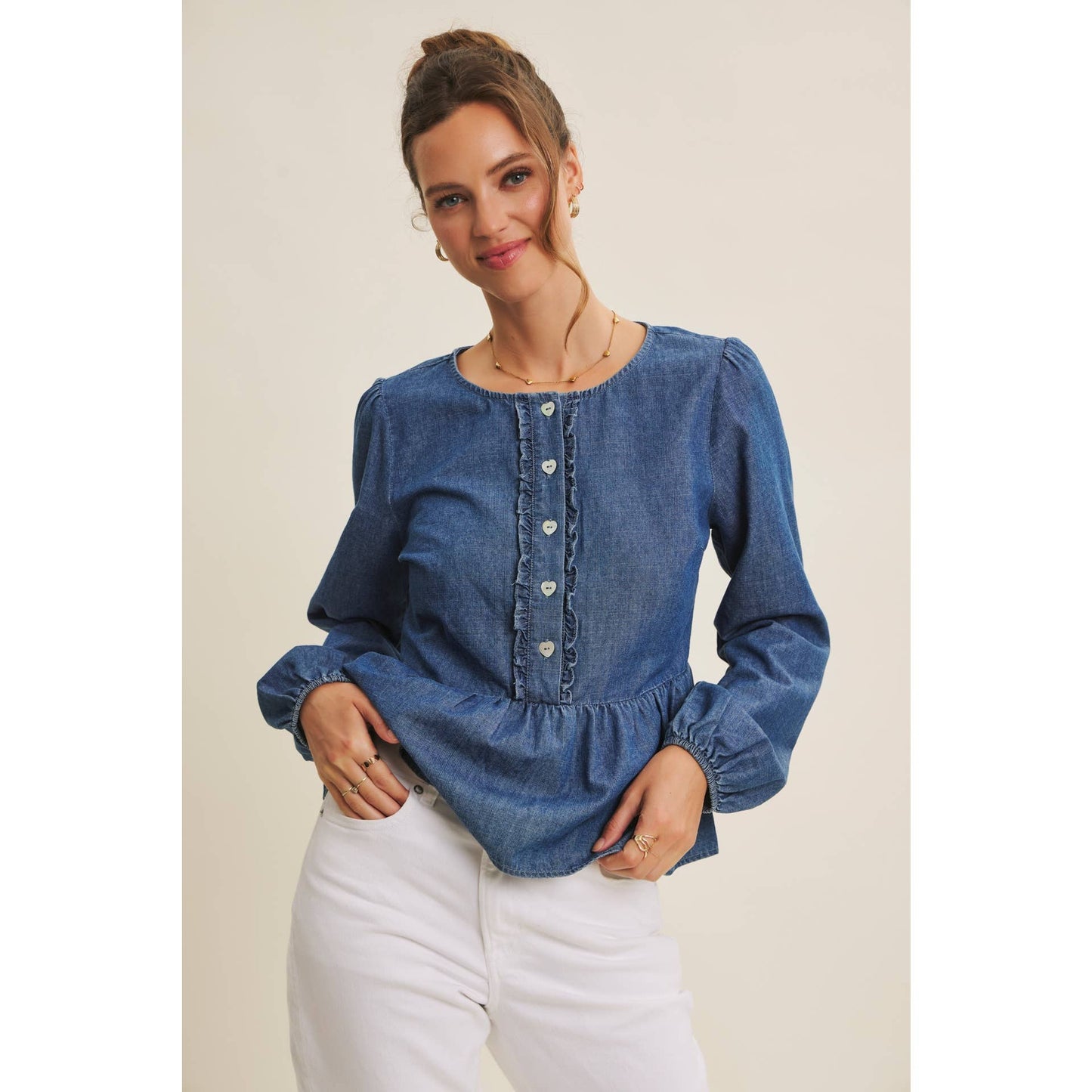 Blue Jean Babydoll Top
