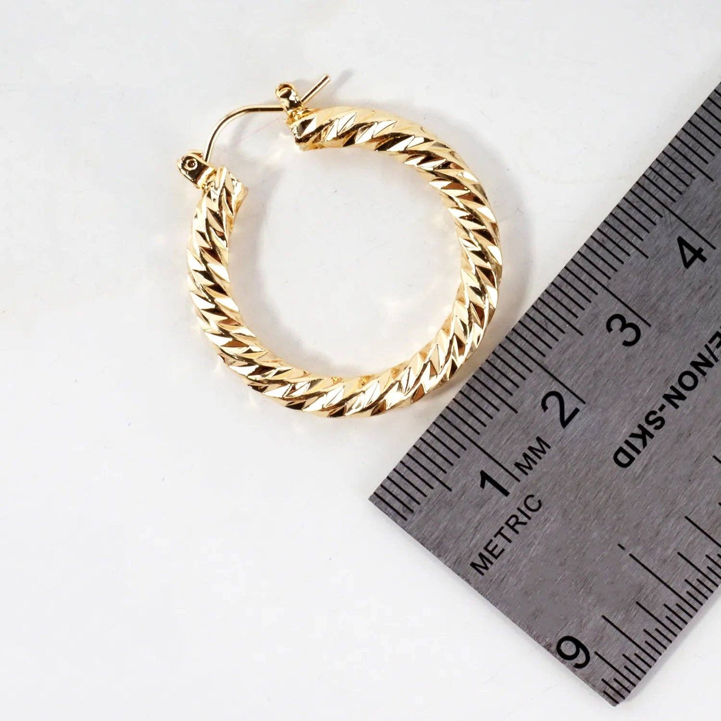 30mm Diamond Cut Textured Aluminum Hoop Earrings