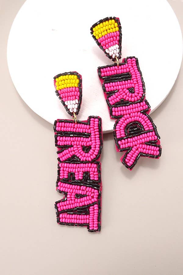 Halloween Trick or Treat Beaded Drop Earrings