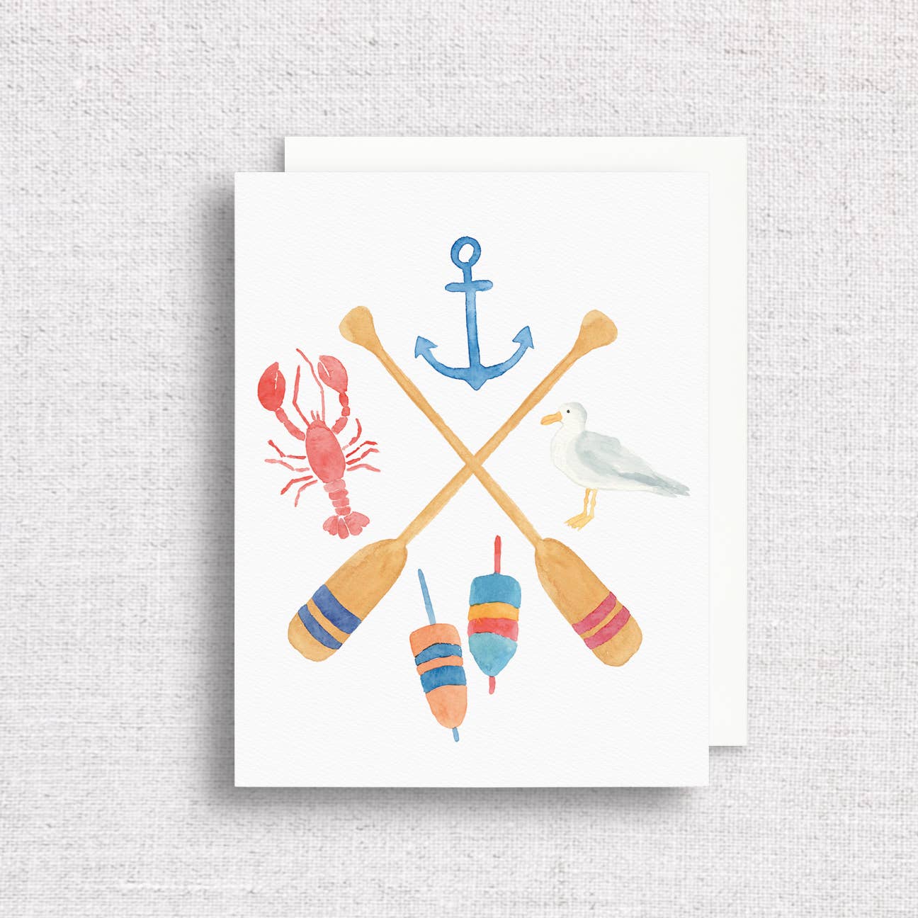 Watercolor Seaside Crest Greeting Card | Coastal Card