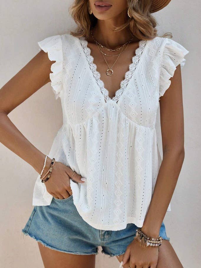Coastal Grace Eyelet Top