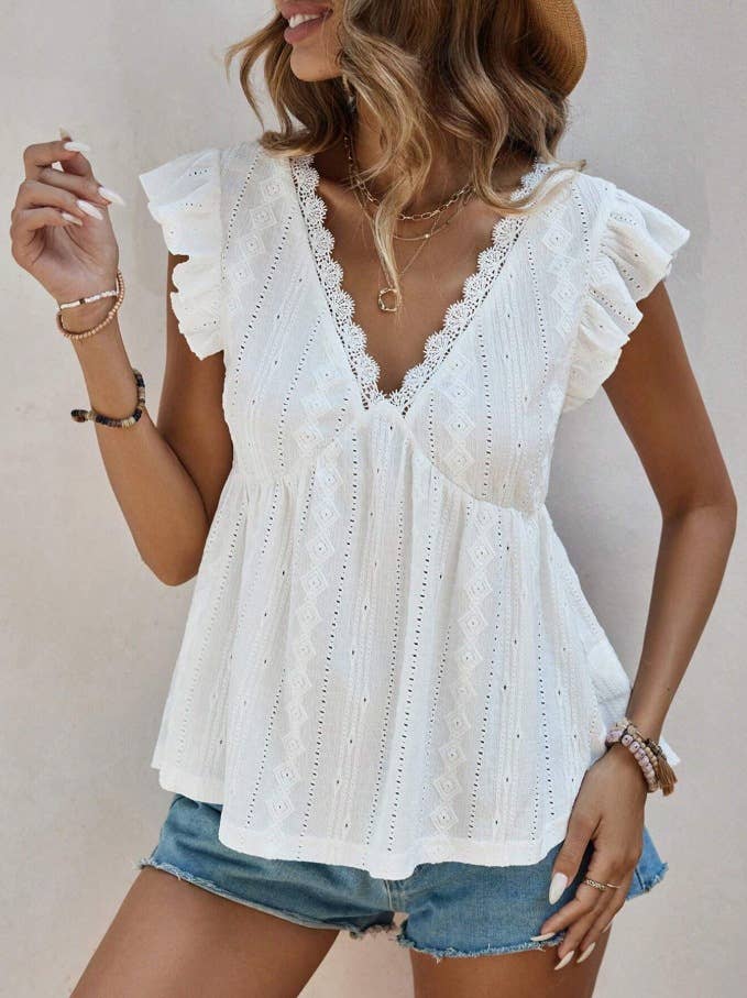 Coastal Grace Eyelet Top