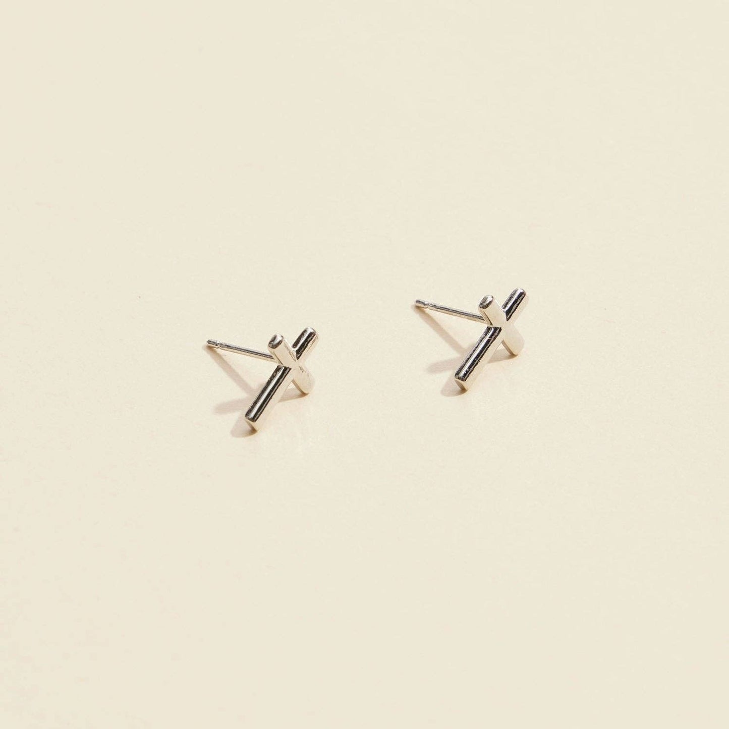 Classic Gold & Silver Cross Stud Earrings