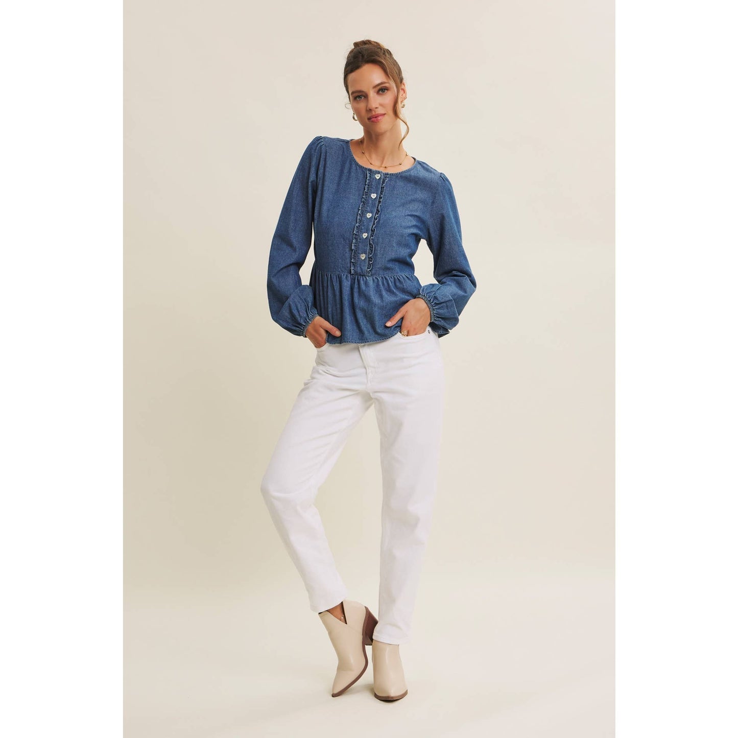 Blue Jean Babydoll Top