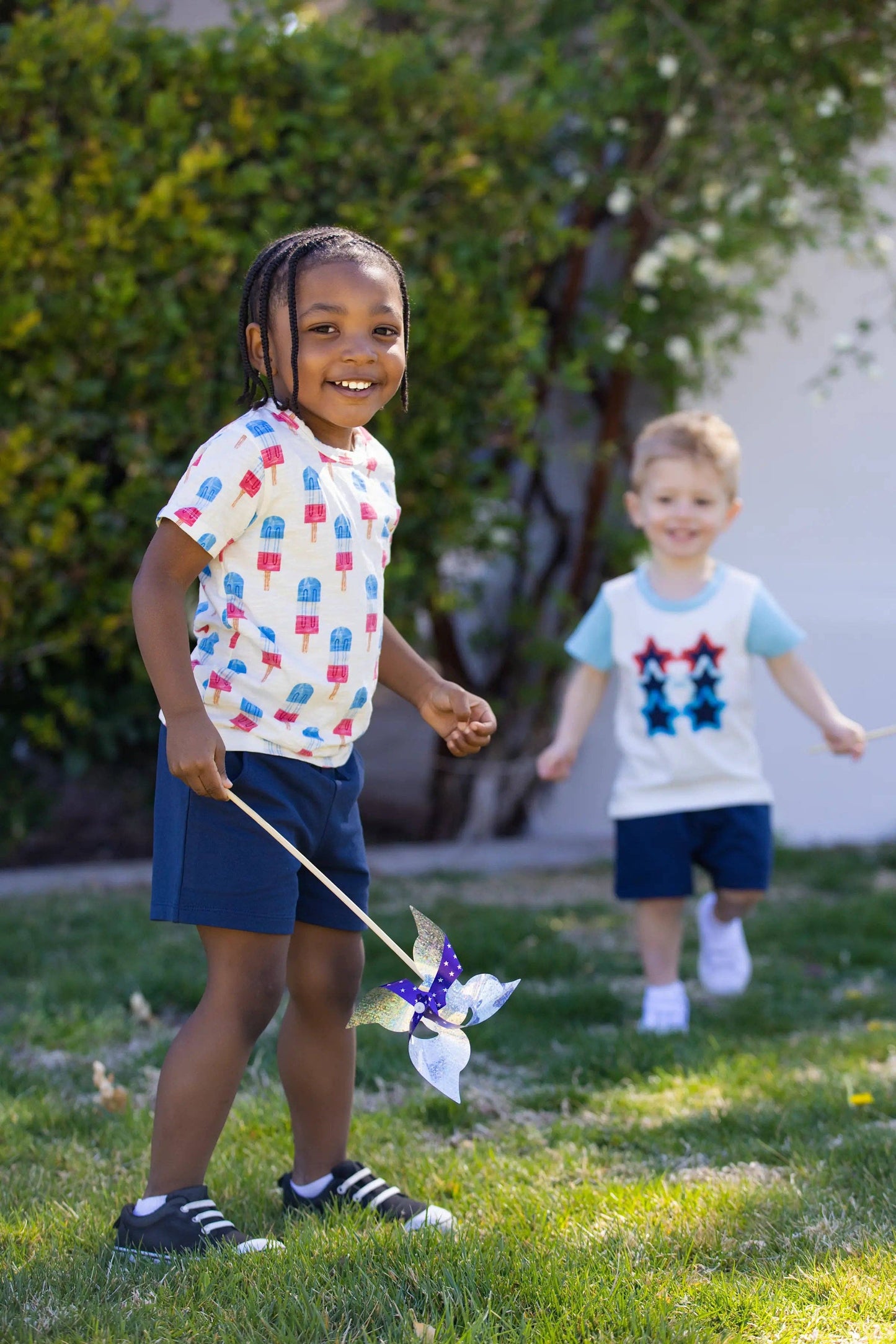 4th of July Short Sleeve Tee + Pocket Short Set - Americana Ice Pops