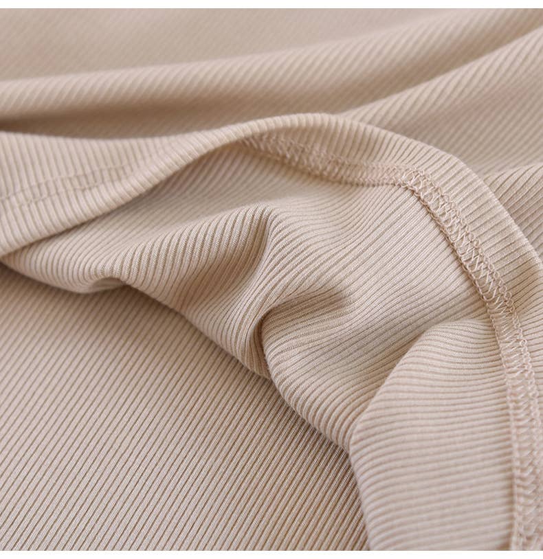 Basic Round Neck Halter Rib Knit Built-In Bra Tank Top