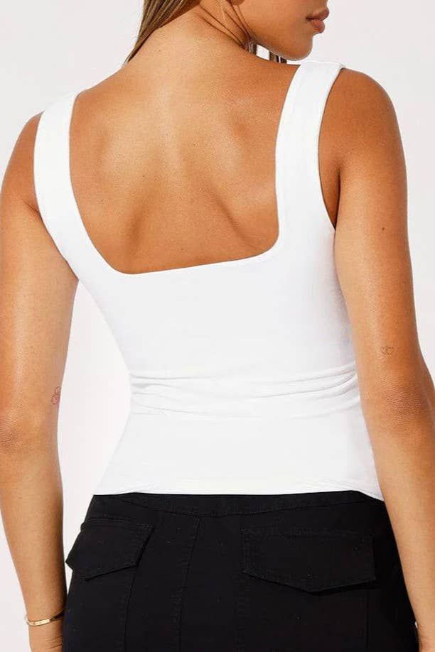 Basic Slim Fit Square Neck Tank Top
