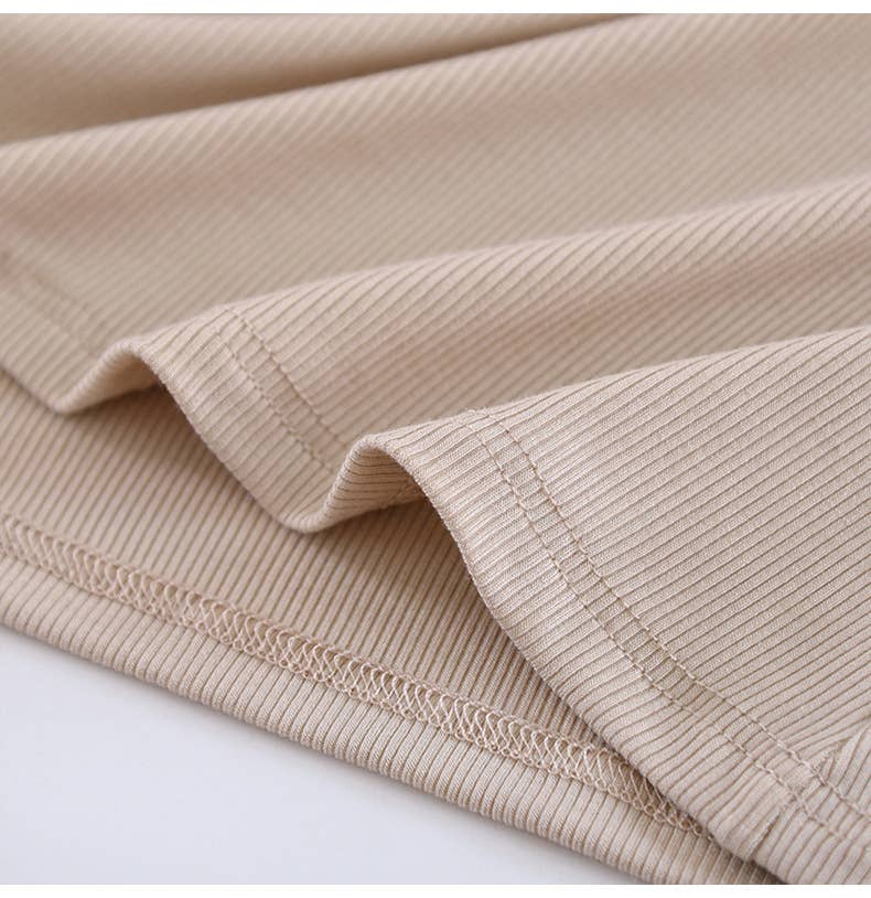 Basic Round Neck Halter Rib Knit Built-In Bra Tank Top