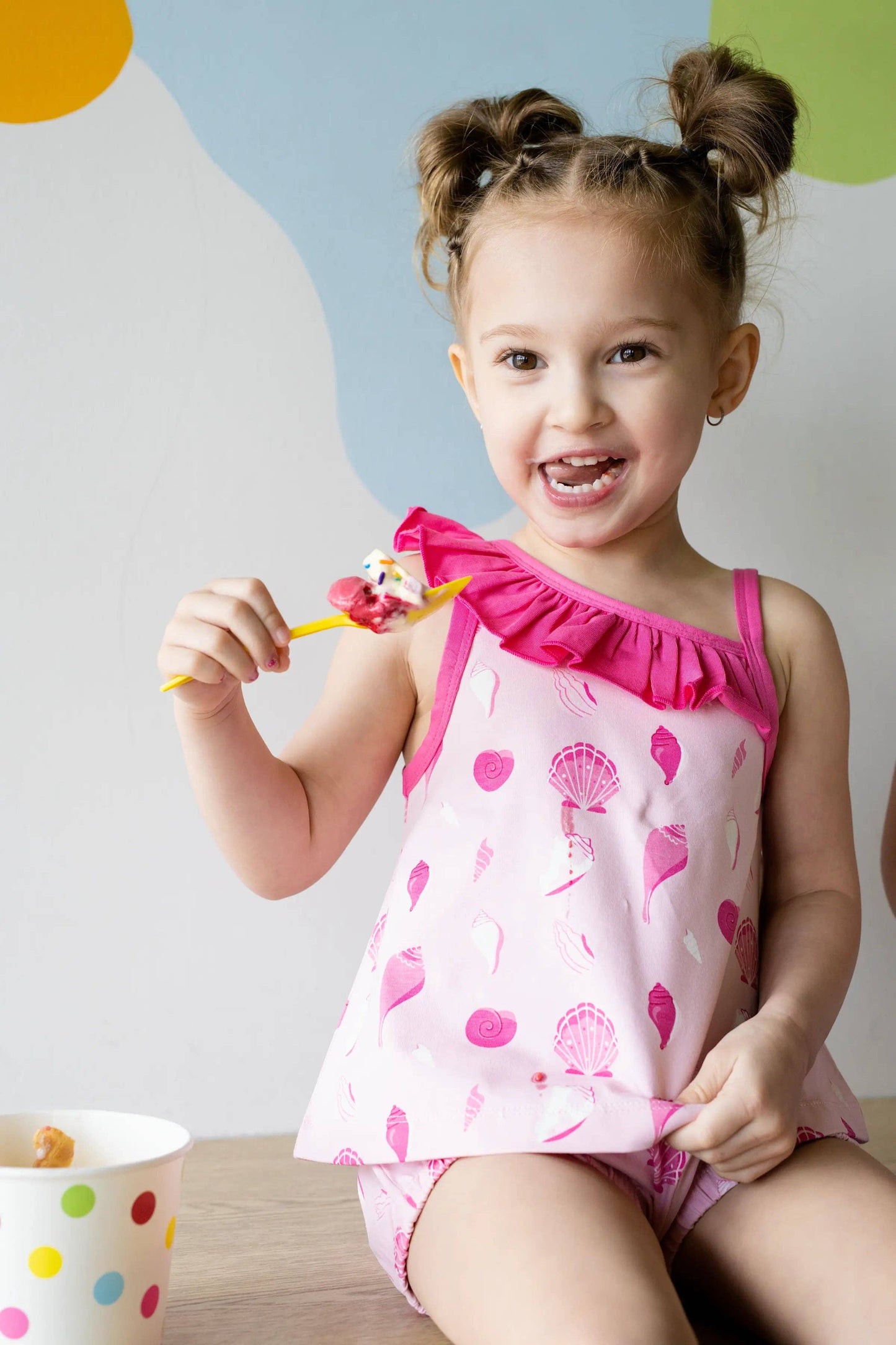 Cousins Cutie Asymmetrical Ruffle Tank + Bubble Short Set