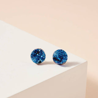 Metallic Druzy Stone Round Stud Earrings
