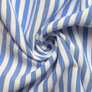 Close-up of blue and white striped fabric