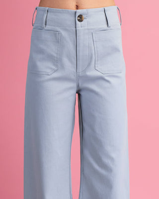High-Waisted Scallop Hem Wide-Leg Pants