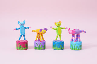 Colorful Axolotl Push Puppets