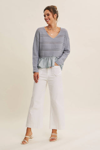 Stretch Cotton Linen High-Waist Ankle Pants