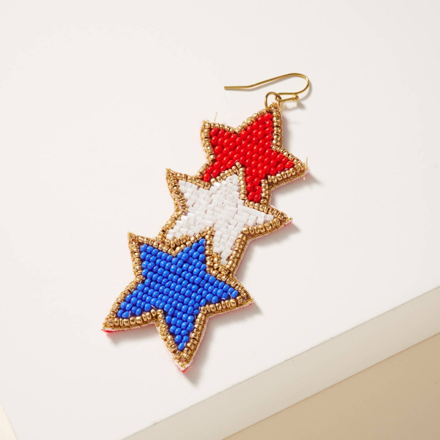 USA Linked Stars Seed Beaded Earrings
