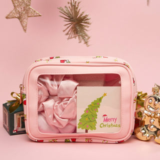 5-Piece Gift Set Cosmetic Pouch Bundle | Green Monster Pink Christmas