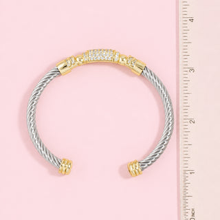 14K Gold Plated Two Tone Cuff Bracelet