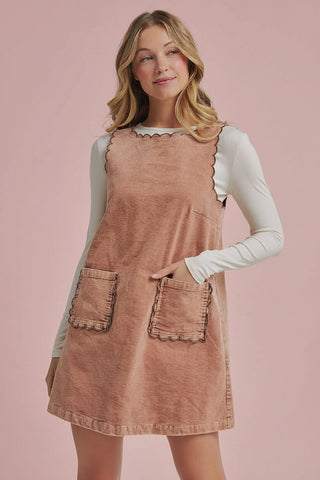 Women's Sleeveless Mineral Washed Fall Corduroy Mini Dress