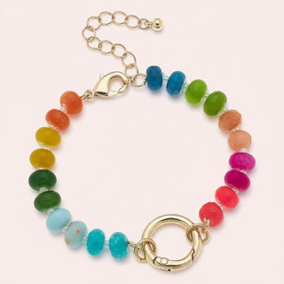 Lucy Gemstone Beaded Charm Bracelet Base in Rainbow Multi