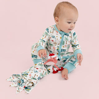 Coastal Christmas Flamingo Baby Lovey | Holiday Bamboo Security Blanket