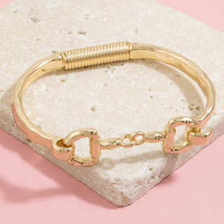 Hammered Gold Equestrian Horse Bit Bangle Bracelet