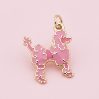 Enamel Poodle Charm in Pink
