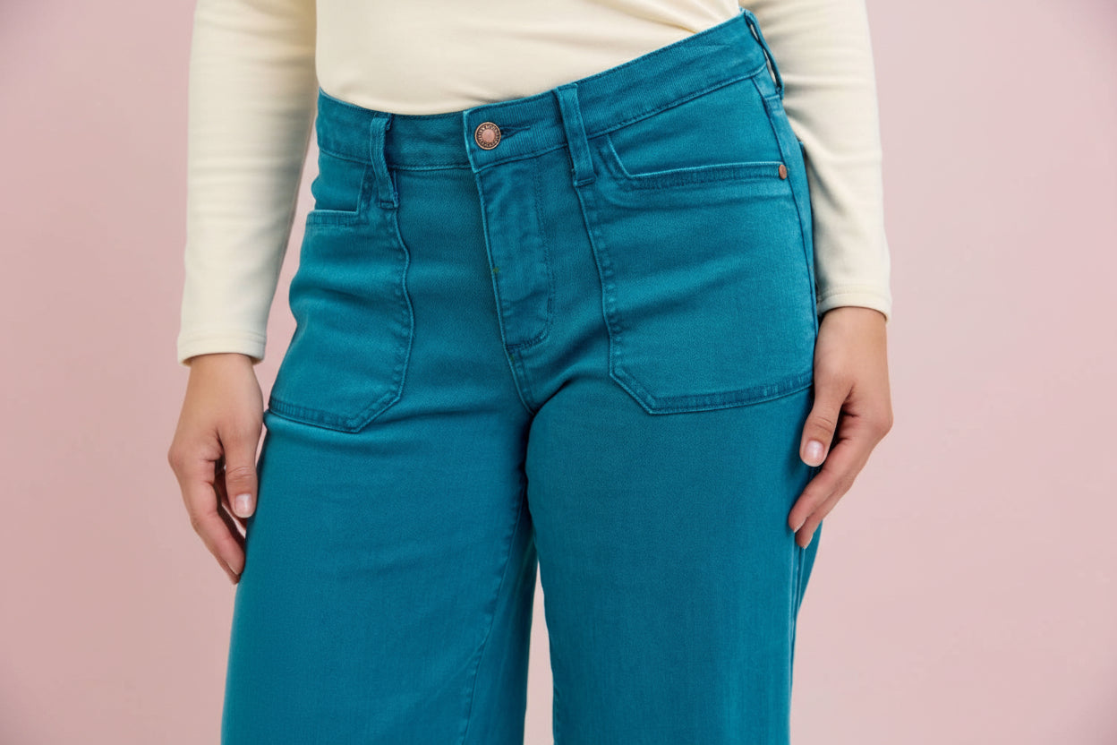 Judy Blue Mid-Rise Utility Wide Jeans