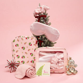 5-Piece Gift Set Cosmetic Pouch Bundle | Green Monster Pink Christmas