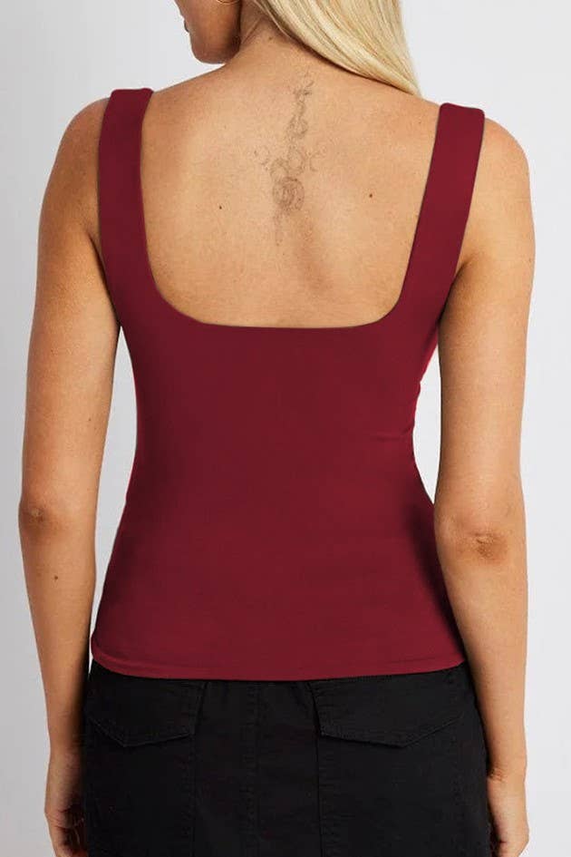Basic Slim Fit Square Neck Tank Top