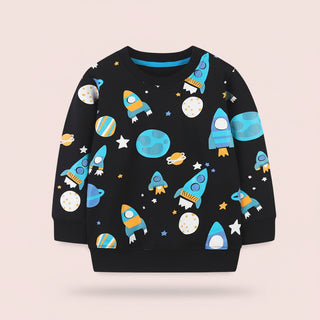 Cartoon Print Long Sleeve Sweatshirt for Boys