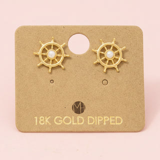 Opal Ship's Wheel Stud Earrings