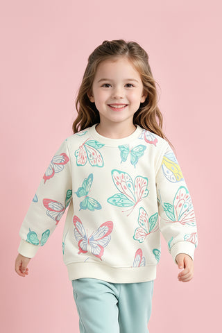 Cute Butterfly Print Long Sleeve Sweatshirt for Girls