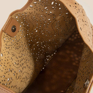 Intricate Cutout Vegan Leather Shoulder Bag
