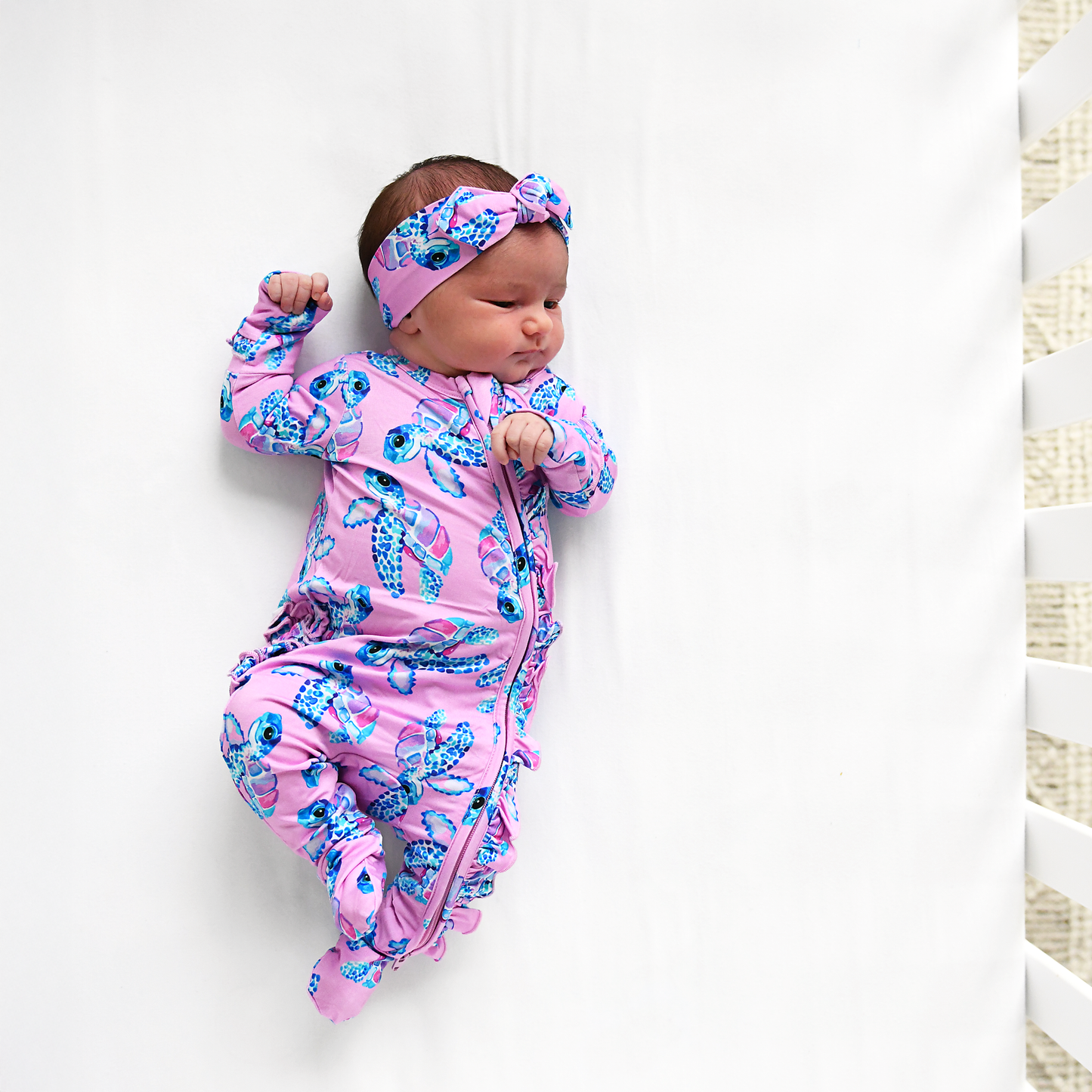 Waverly Sea Turtles Ruffle Zip Bamboo Sleepies Little