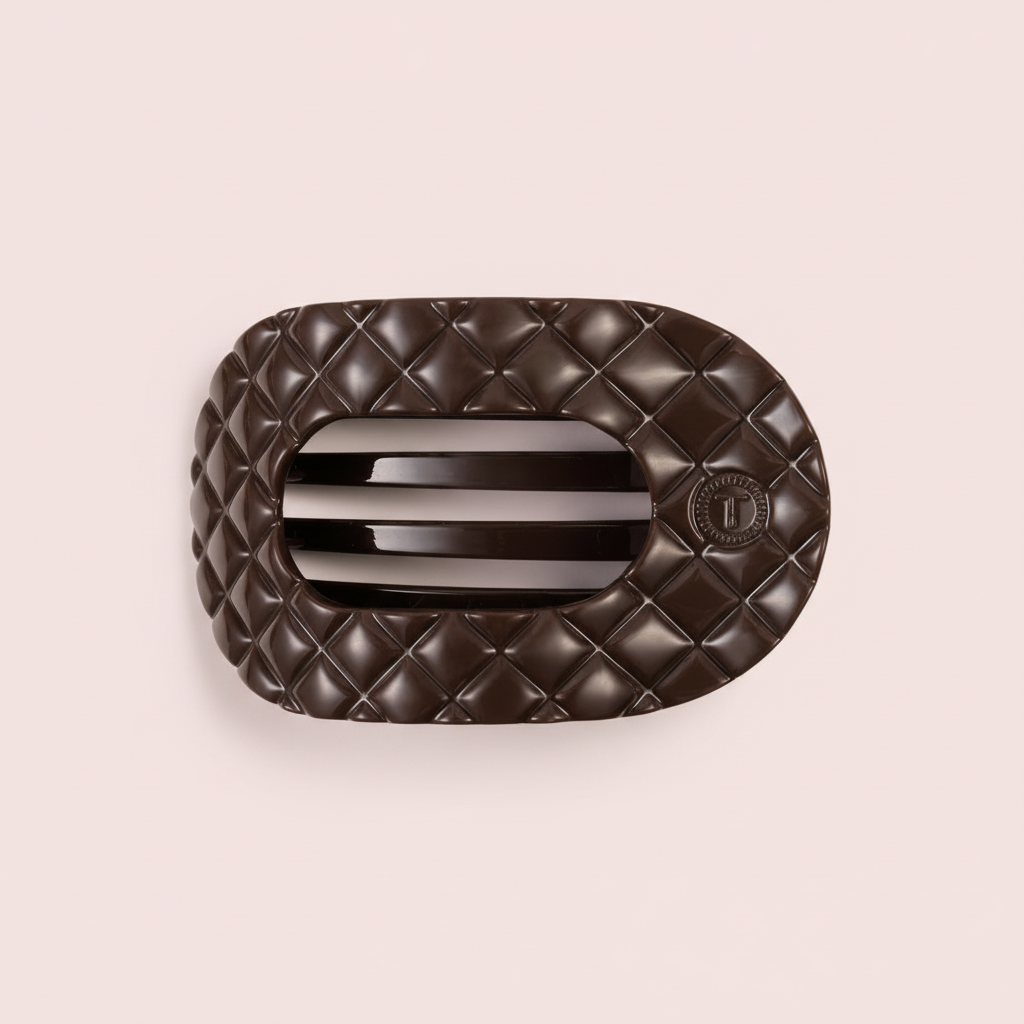 Flat Round Hair Clip | Medium | Truly Taupe Quilted